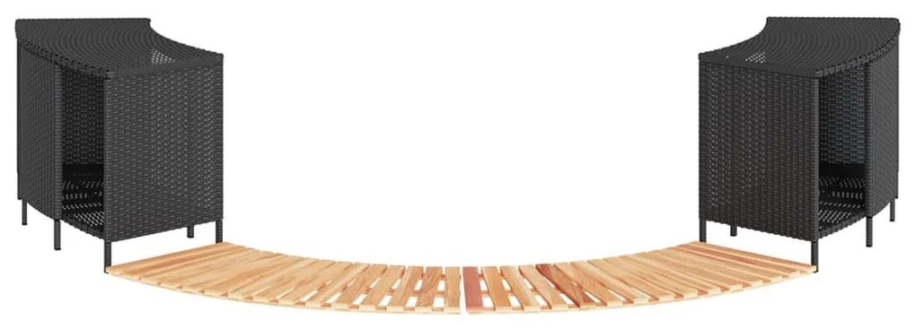 vidaXL Contorno de banheira vime PE e madeira de acácia maciça preto