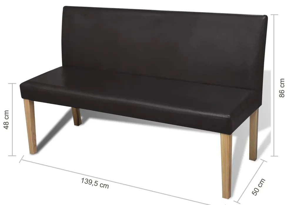Banco 139,5 cm couro artificial castanho-escuro