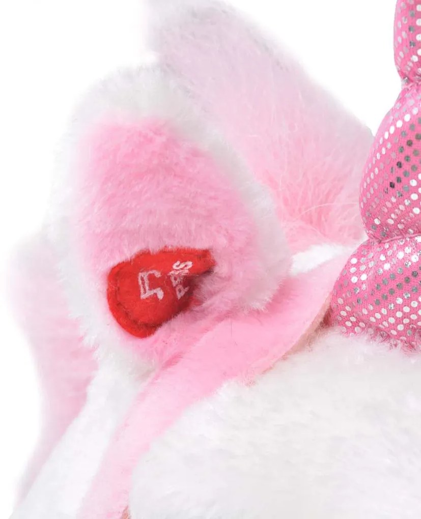 Brinquedo de montar unicórnio peluche branco e rosa XXL