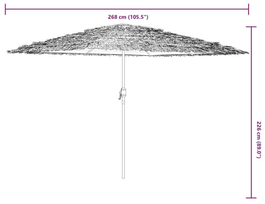 Guarda-sol de jardim com poste de aço 268x268x226 cm castanho