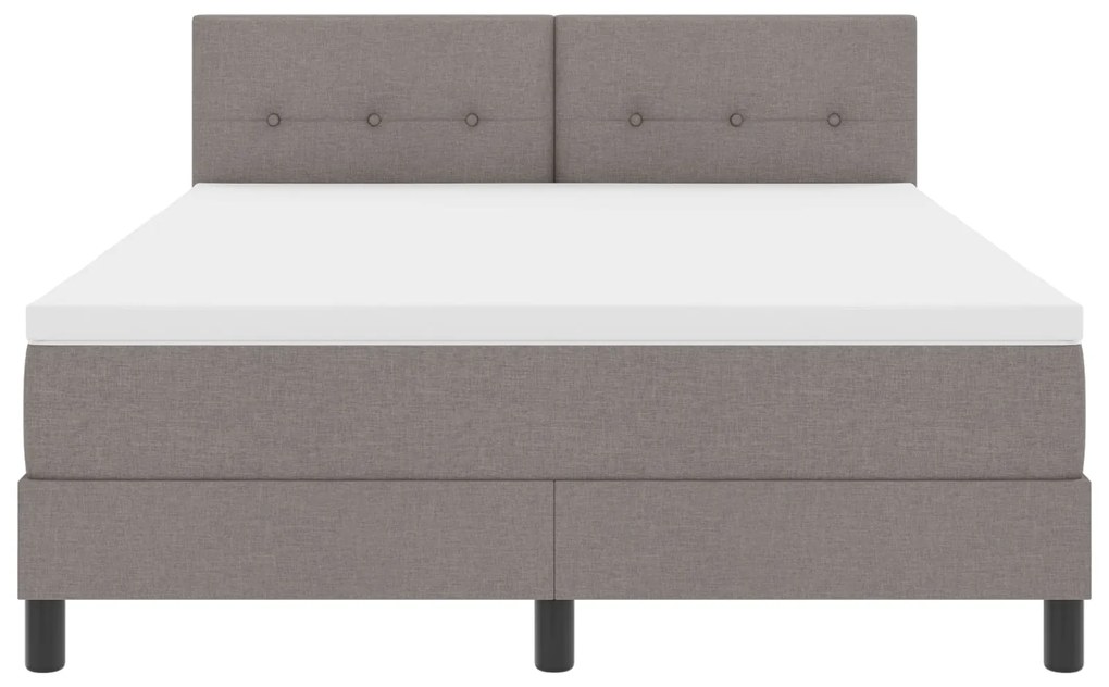 Cama Box Spring com Colchão Taupe 140x200 cm Tecido