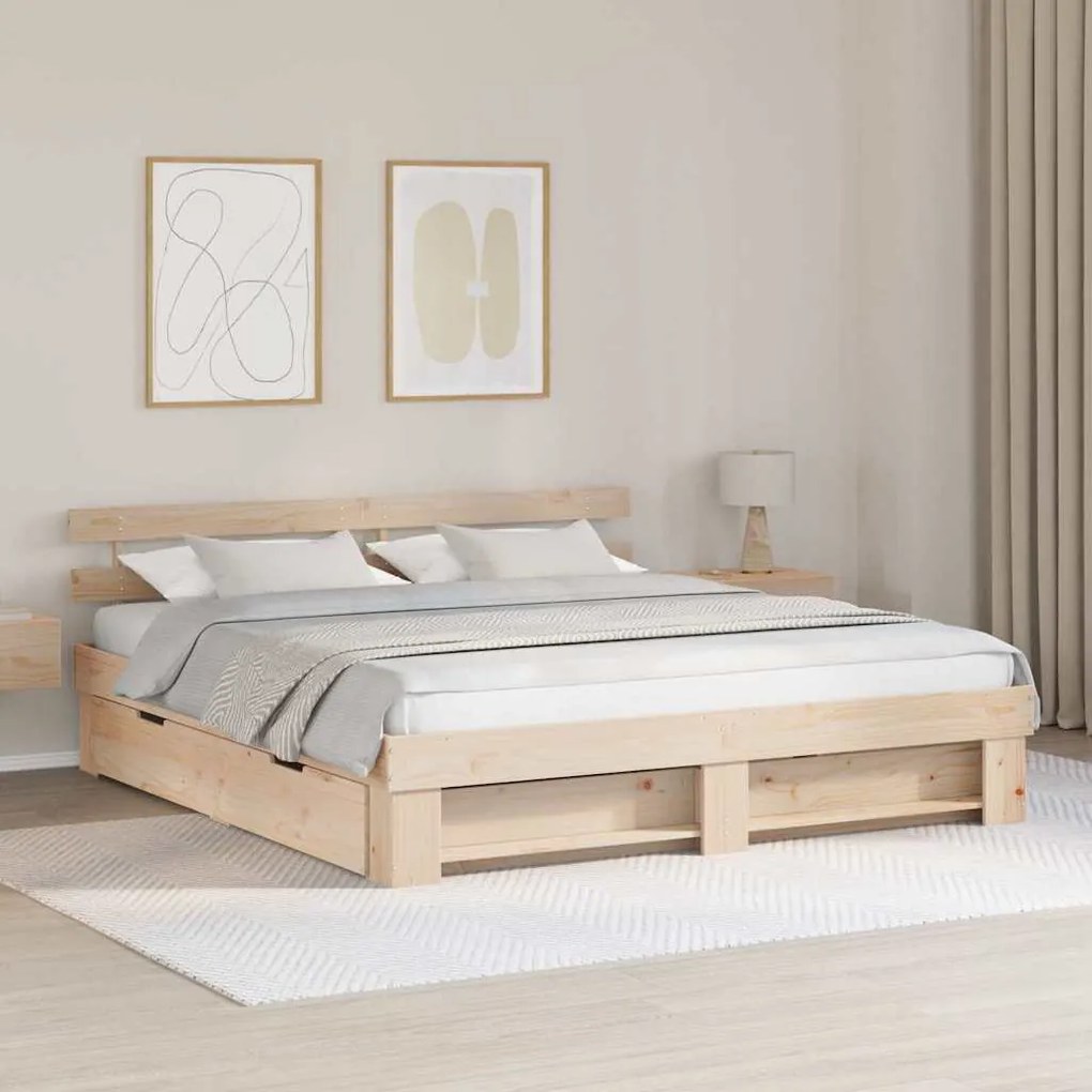 vidaXL Estrutura da Cama com gaveta com cabeceira com armazenamento Castanho 180 x 200 cm