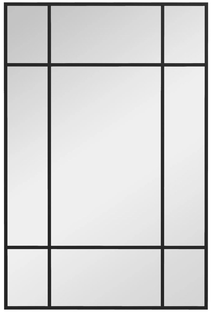 HOMCOM Espelho de Parede Retangular 90x60 cm com Moldura de Metal Espelho Decorativo para Sala Quarto Entrada Preto