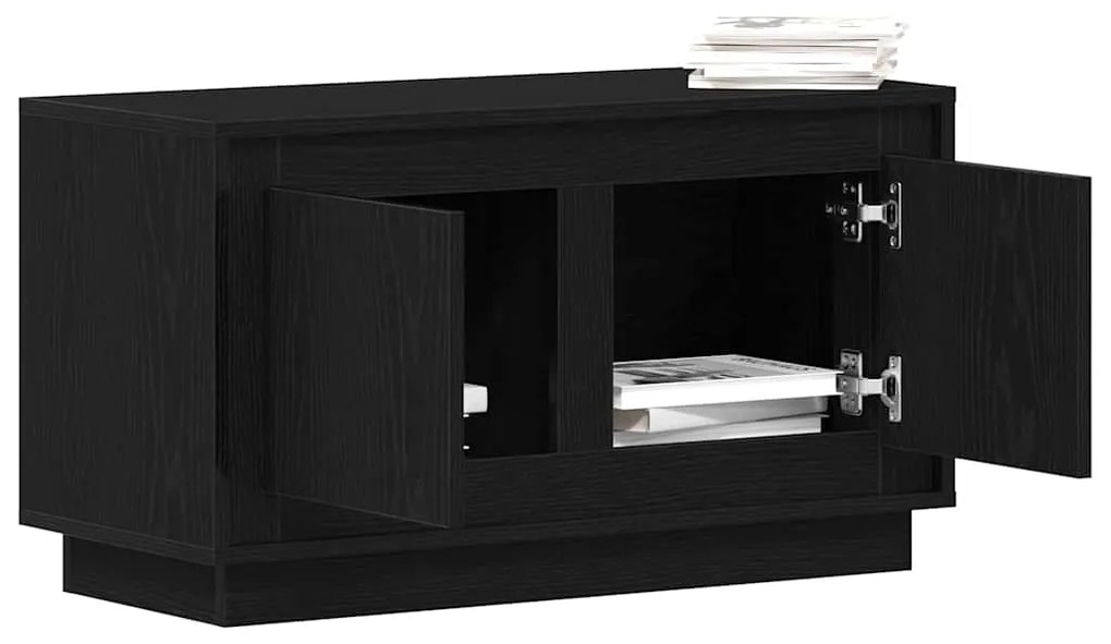 Armário de TV vidaXL Preto Carvalho 80x35x45 cm Madeira Engenharia