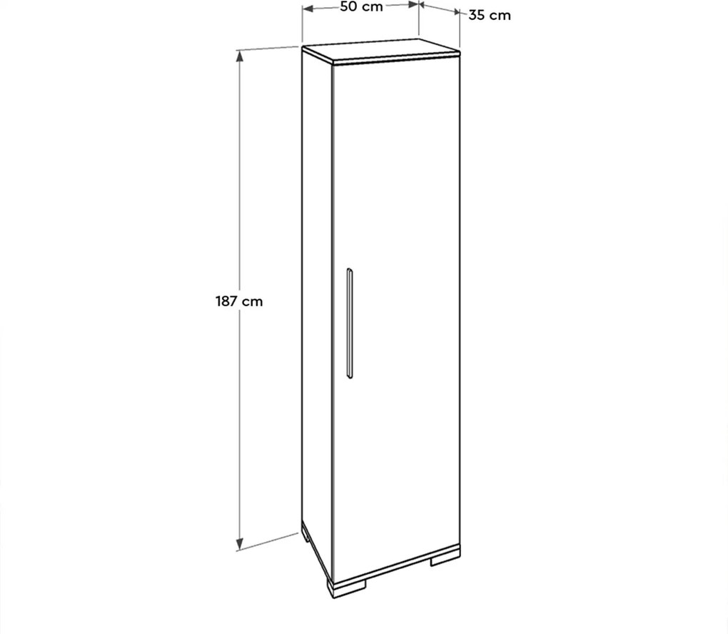 Armário Multiusos "Alto" - Branco - 50x187x35cm - Design Moderno