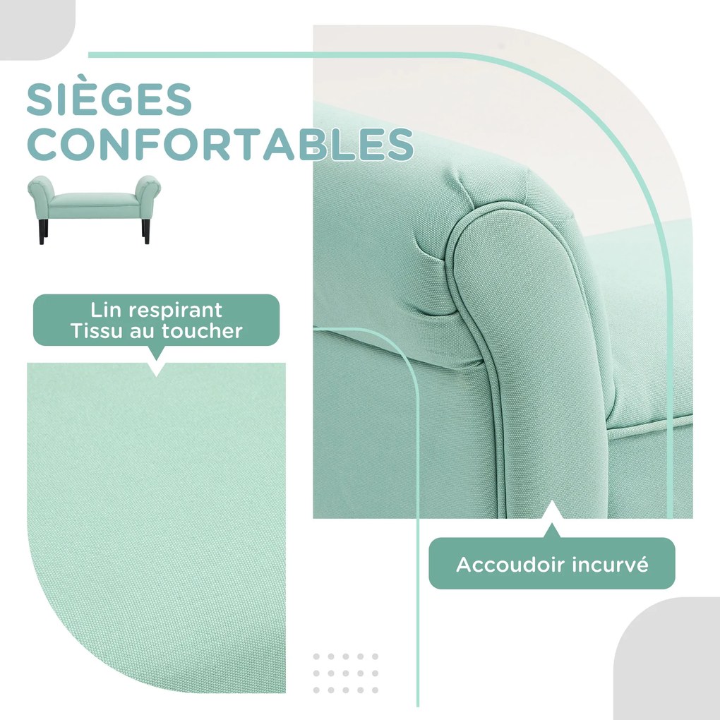 Banco acolchoado 102 x 36 x 51 cm para a cabeceira da cama, para quarto, em tecido de voile, verde