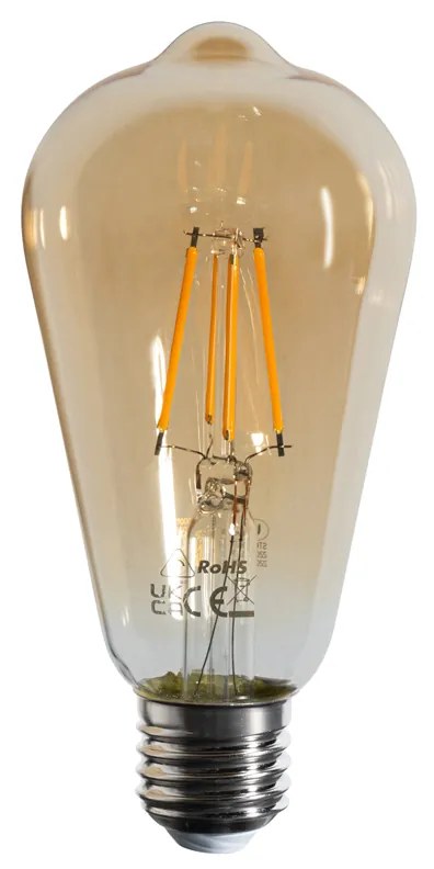 Set van 5 E27 dimbare LED lampen filament ST64 goud 4.5W 450 lm 2200K