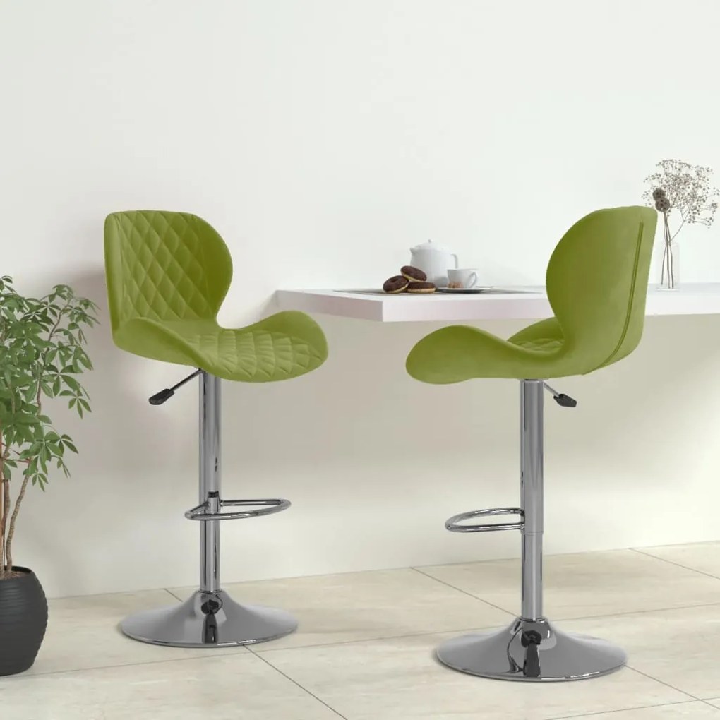 vidaXL Bancos de bar 2 pcs veludo verde-claro