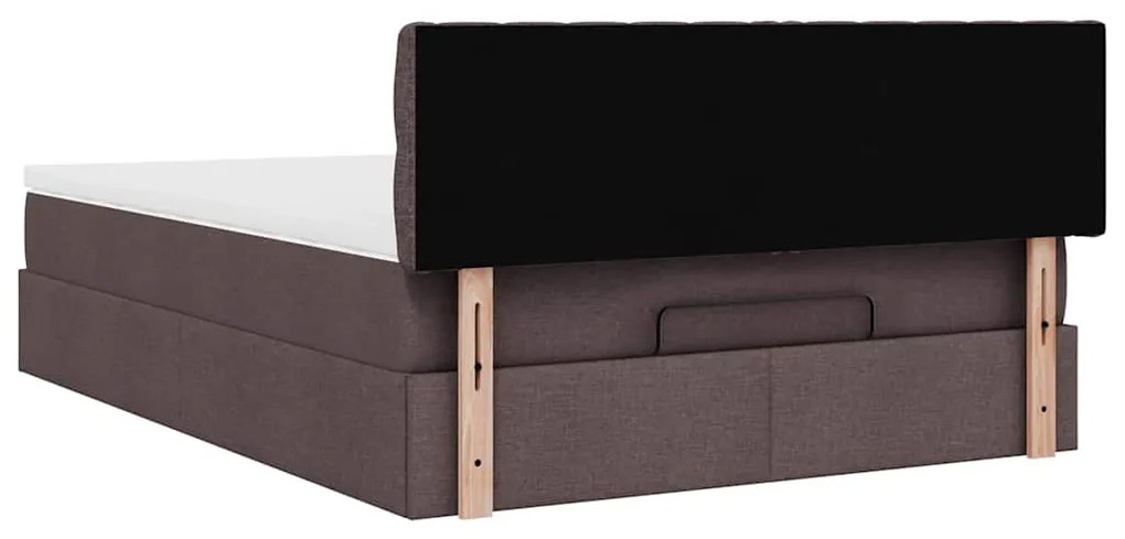 Estrutura cama otomana colchão 140x200cm tecido castanho escuro