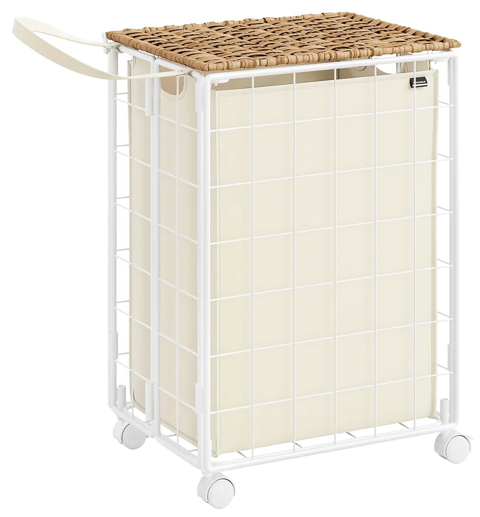 Cesto de roupa Suja com Rodas e saco 90 litros 46 x 33 x 65 cm natural-creme