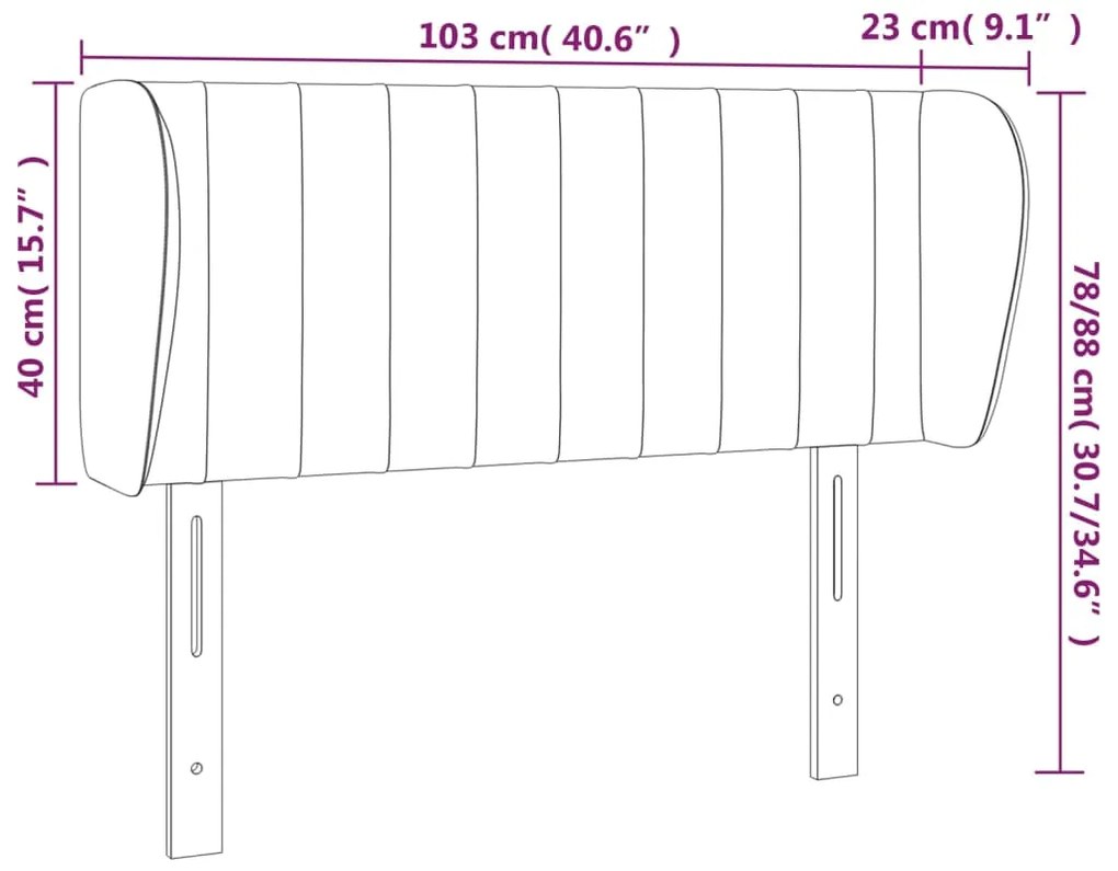 Cabeceira de cama c/ abas tecido 103x23x78/88 cm creme