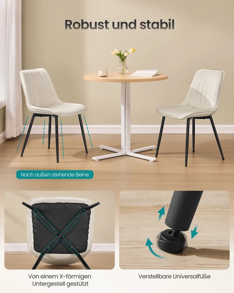 Conjunto de 2 cadeiras de sala de jantar bege cappuccino-Preto