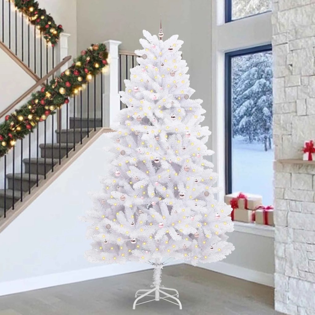 vidaXL Árvore de Natal Articulada Artificial Branco 300 cm PVC e Aço