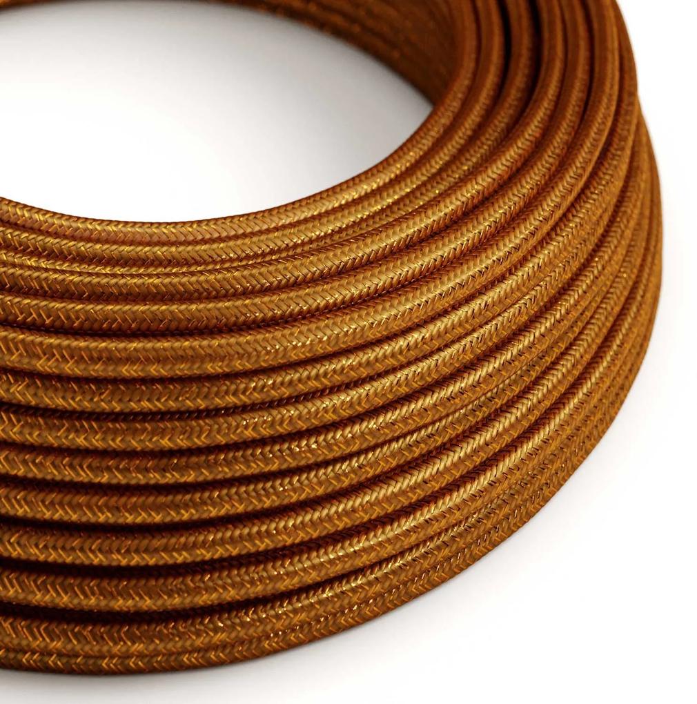 Round Glittering Electric Cable covered by Rayon solid color fabric RL22 Copper - 2x0.75