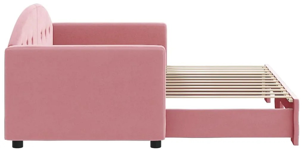 Sofá-cama com gavetão 80x200 cm veludo rosa