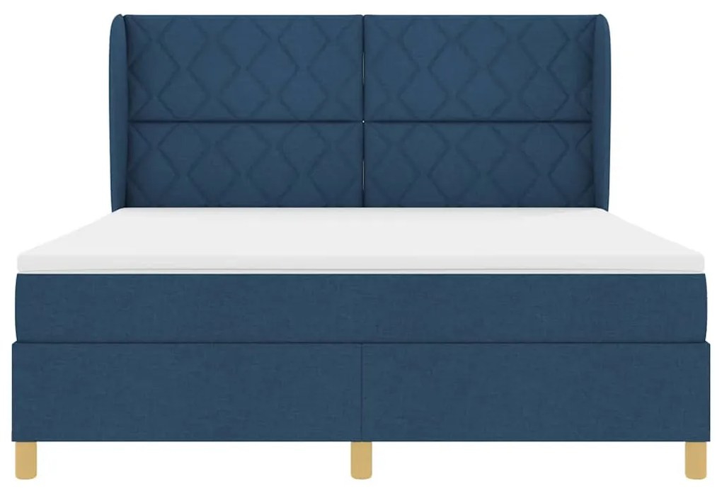 Cama Box com Colchão vidaXL Azul 180x200 cm Têxtil