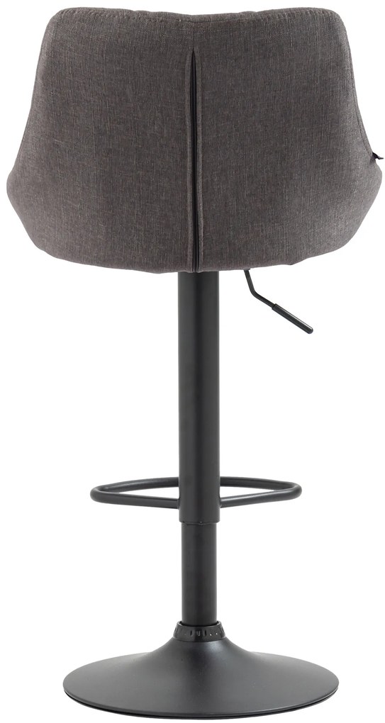 Banco de bar Lazio em tecido e com estrutura preta 46 x 83-104 x 49 cm Cinzento