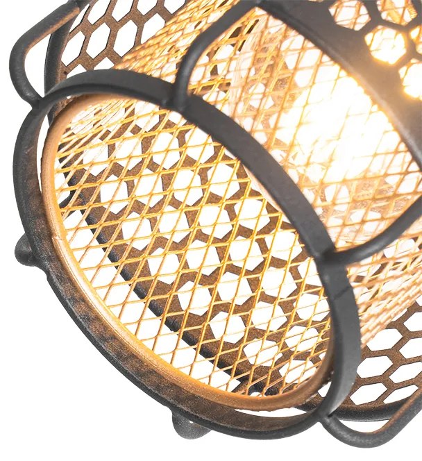 Candeeiro de pé design preto com dourado 3-luzes - Noud Design