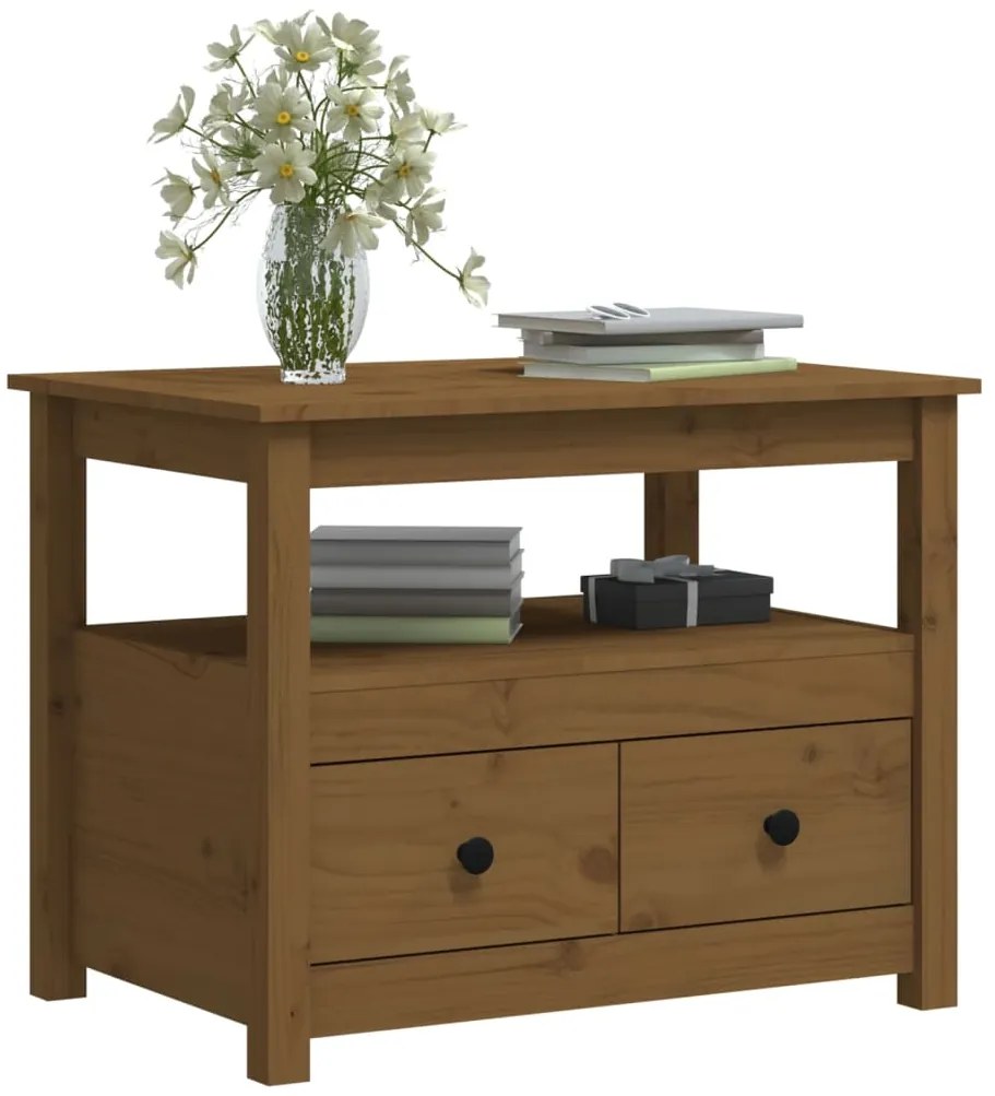 Mesa de centro 71x49x55 cm pinho maciço castanho mel