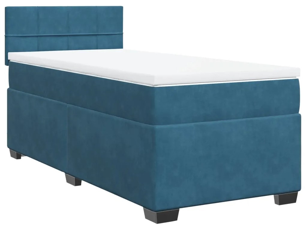 Cama boxspring com colchão 80x200 cm veludo azul