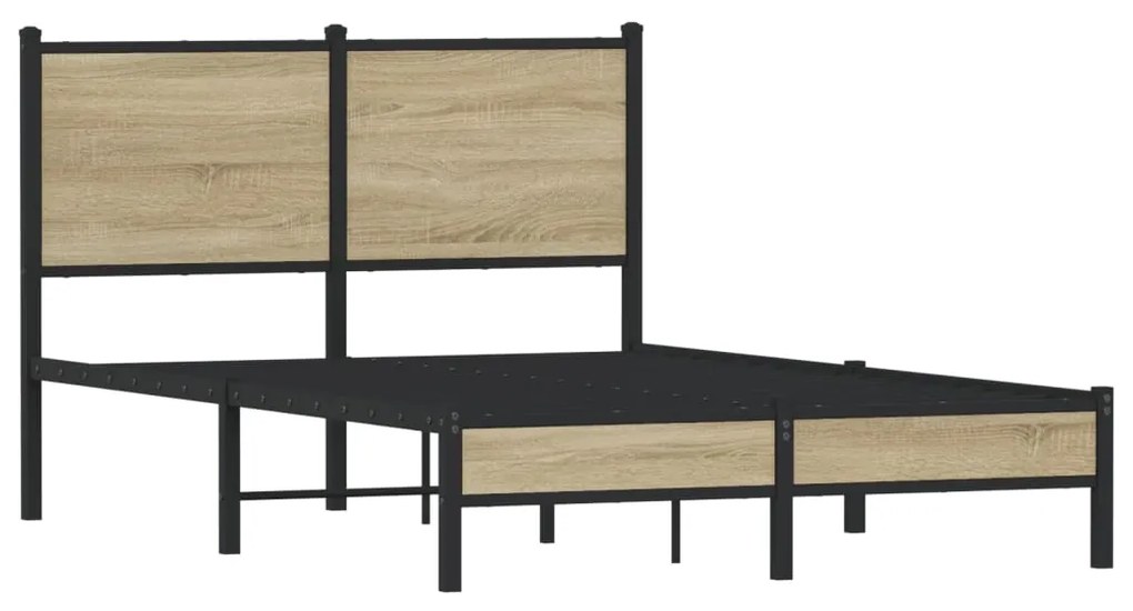 Estrutura de cama sem colchão 120x200 cm metal carvalho sonoma