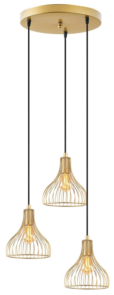 Candeeiro de Teto Telyildo – Dourado Brilhante – 44 x 44 x 117 cm