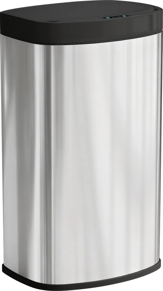 HOMCOM Lixeira cozinha automática 55 L em aço inoxidável, lixeira com tampa de fechamento suave, 38x28,5x69cm, prata | Aosom Portugal