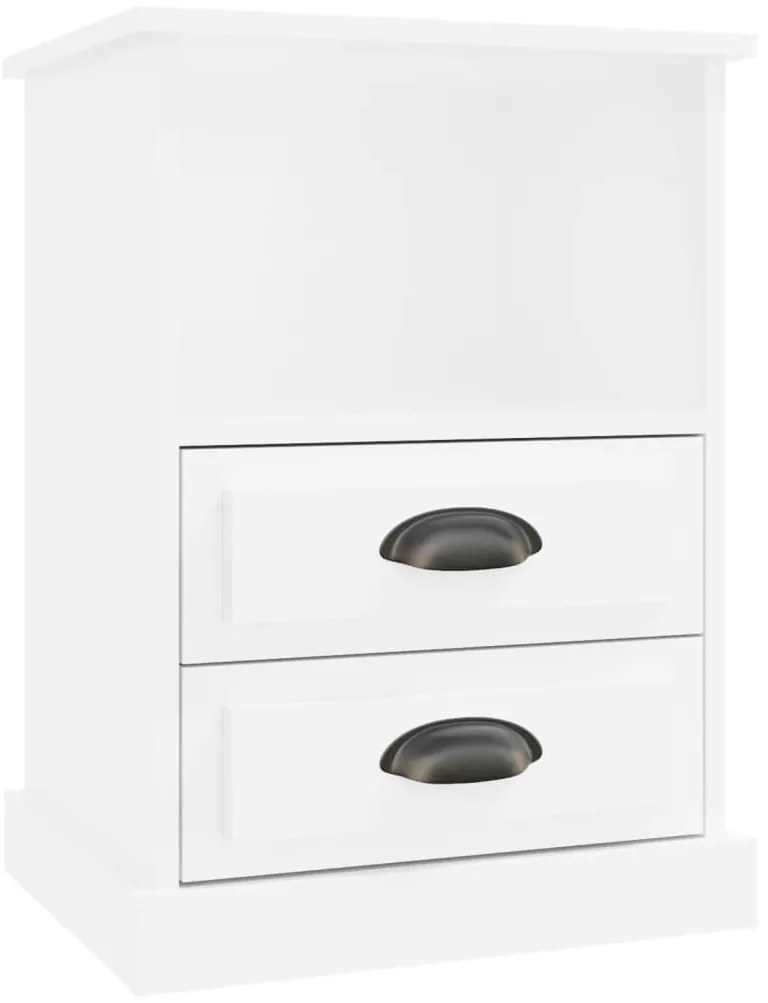 Mesas de cabeceira 2 pcs 43x36x60 cm branco brilhante