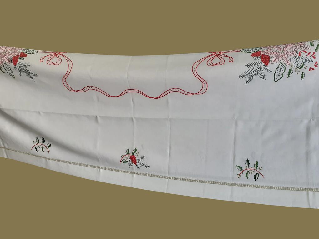 180x350 Toalha de mesa de linho bordada a mão - Toalha de mesa de natal - bordados da lixa