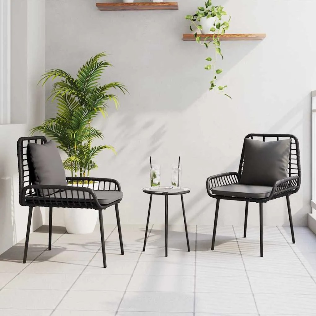 vidaXL Conjunto de Jantar para Jardim 3 pcs Preto, Antracite