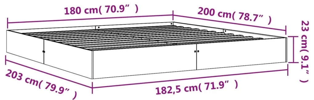 Cama sem colchão 180x200 cm pinho maciço castanho-mel