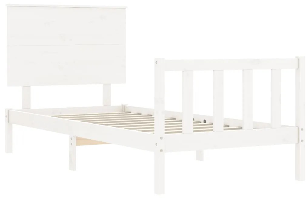 Estrutura de cama com cabeceira 100x200cm madeira maciça branco