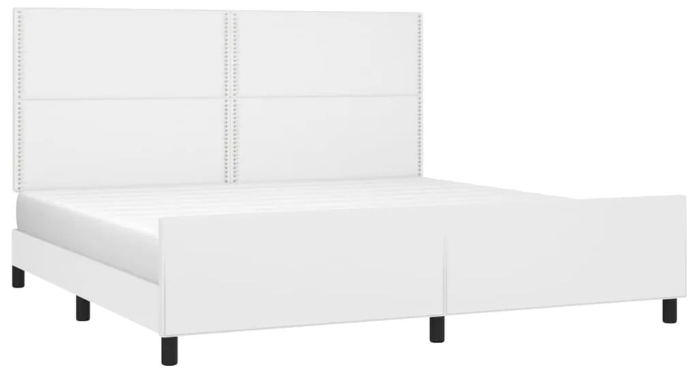 Estrutura cama c/ cabeceira couro artificial 200x200 cm branco