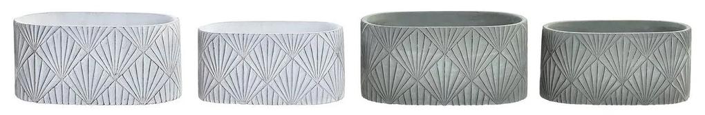 Conjunto de Vasos DKD Home Decor Cimento Branco Verde (23 x 13 x 11 cm) (2 Unidades)
