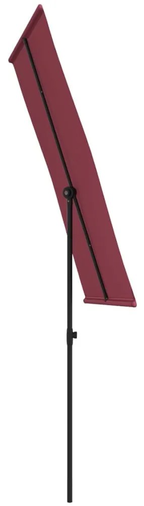 Guarda-sol de jardim com poste de alumínio 180x110 cm bordô