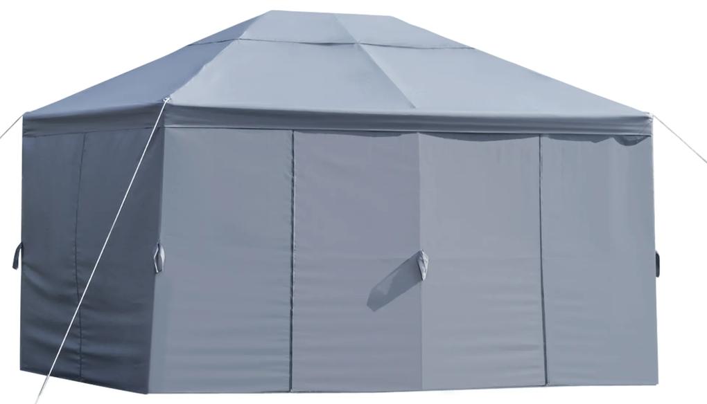 Tenda Pérgula 4x3 m com 6 Cortinas com Zíper Abertura de teto 8 orifícios de drenagem para festas ao ar livre cinza