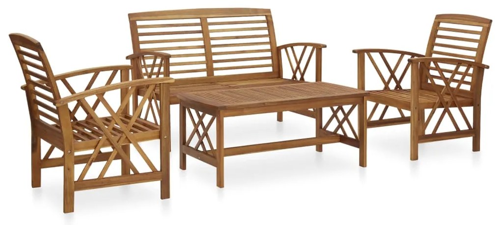 vidaXL 4 pcs conjunto lounge de jardim madeira de acácia maciça