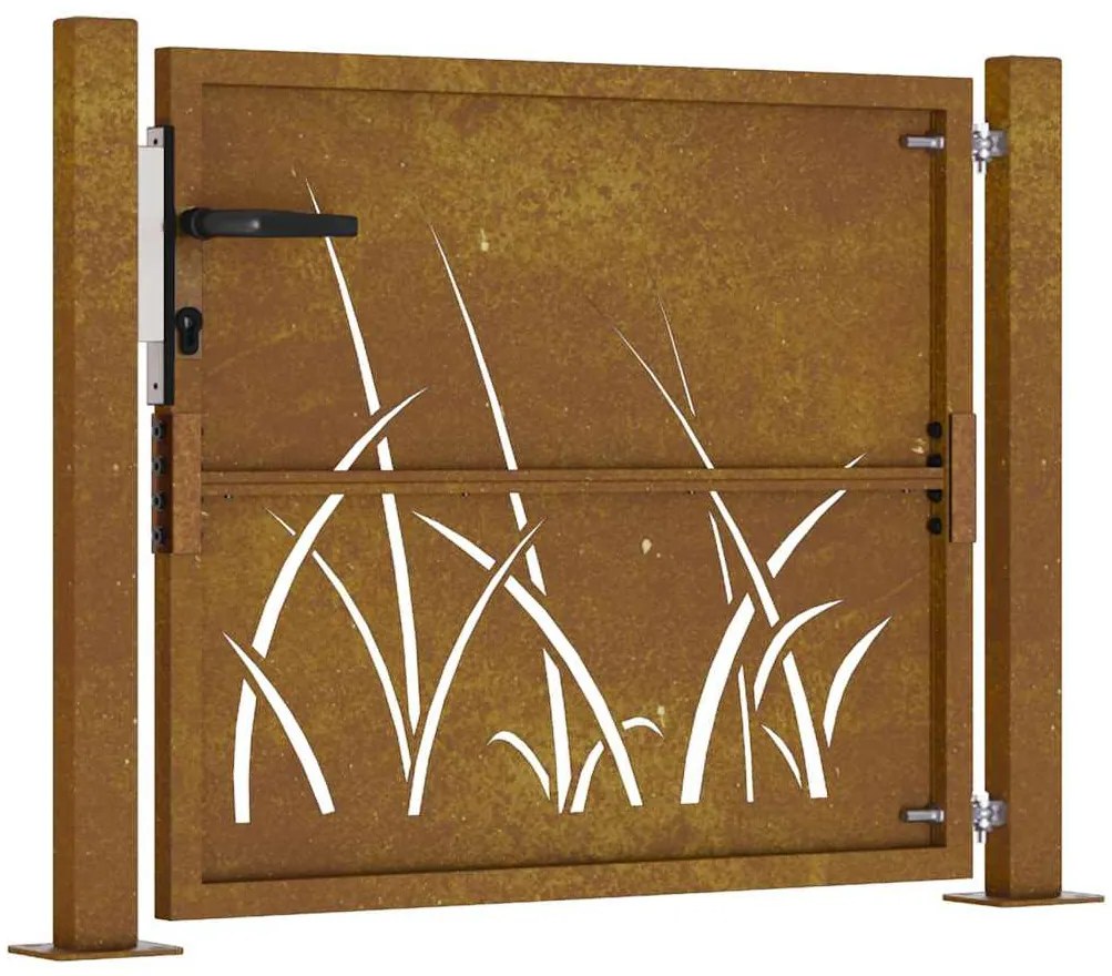 Portão de jardim 105x80 cm aço corten design erva