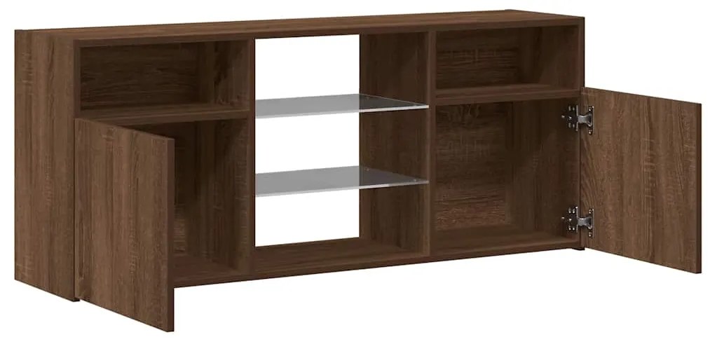 Móvel de TV com luzes LED 120x30x50 cm carvalho castanho