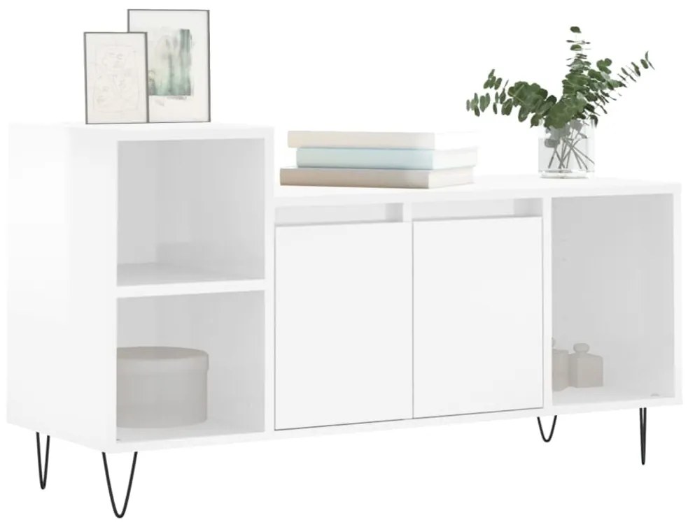 Móvel para TV 100x35x55 cm derivados madeira branco brilhante
