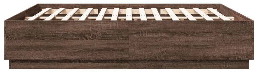 Estrutura de cama 200x200cm derivados madeira carvalho castanho