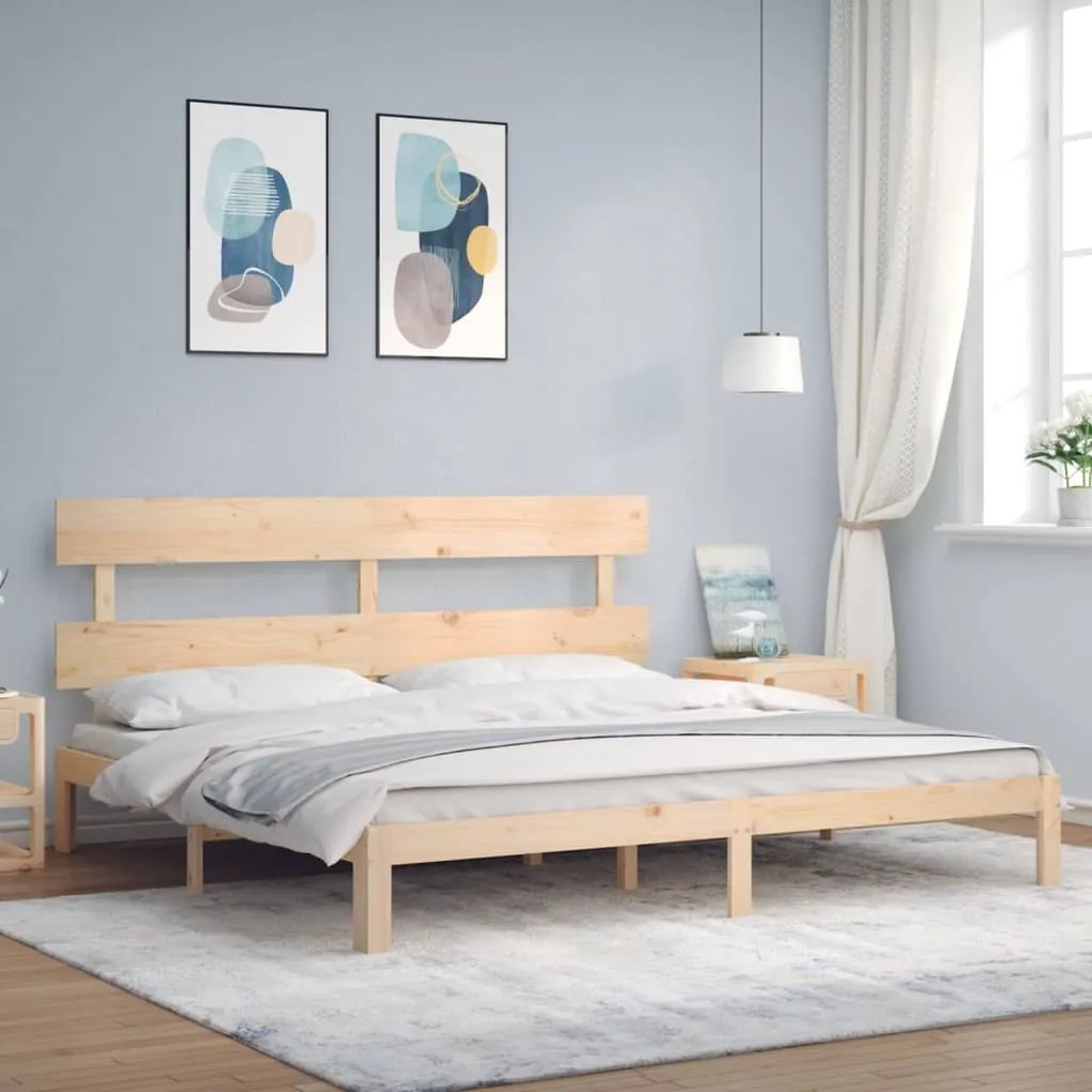 Cama sem colchão 200x200 cm madeira de pinho maciça