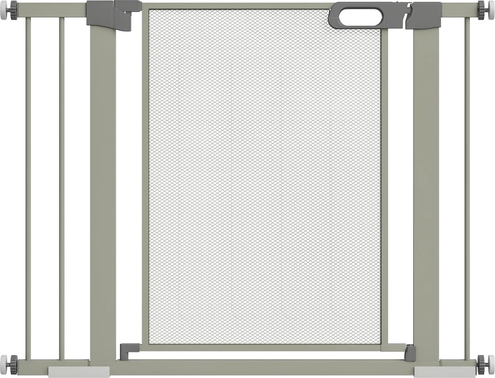 Barreira de segurança para animais de estimação com fecho automático de dupla bloqueio, largura 75-103 cm, cinzenta