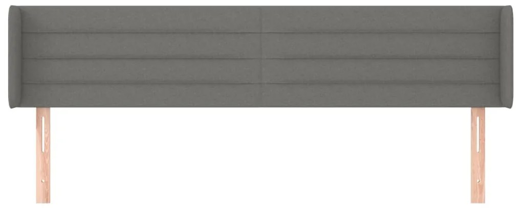 Cabeceira de cama c/ abas tecido 163x16x78/88cm cinzento-escuro