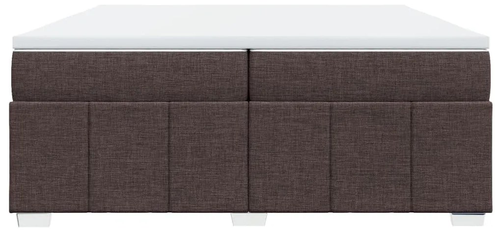Cama com molas/colchão 200x200 cm tecido castanho-escuro