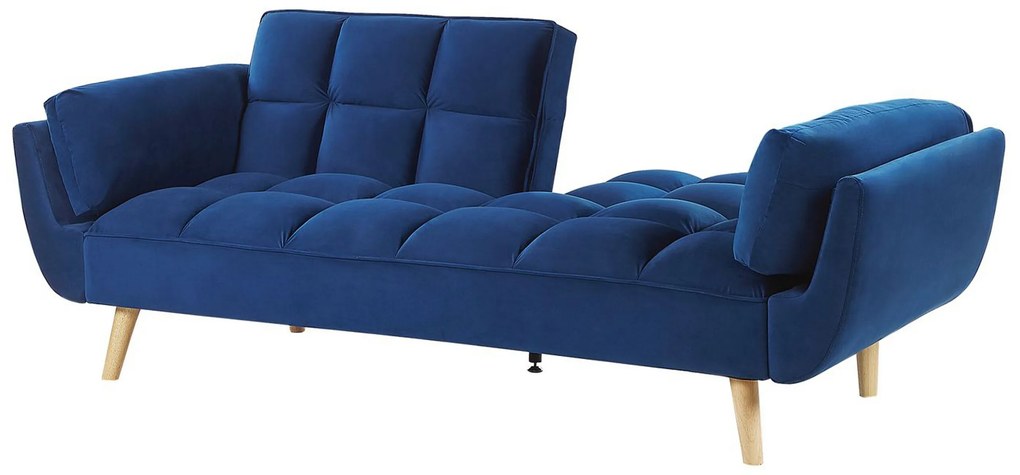 Sofá-cama em veludo azul marinho ASBY Beliani
