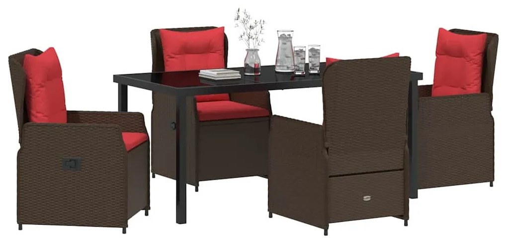 Conjunto de Jantar de Jardim 5 Peças em Rattan Poly Marrom