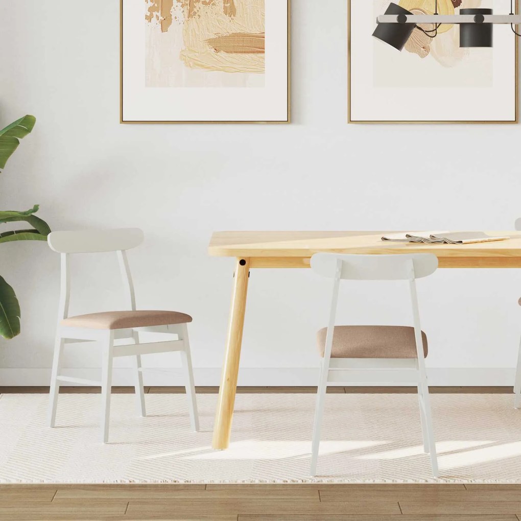 vidaXL Cadeira de jantar 2 pcs Branco e marrom