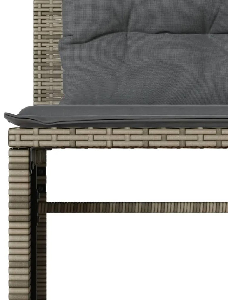 4 pcs conjunto sofás de jardim c/ almofadões vime PE cinzento