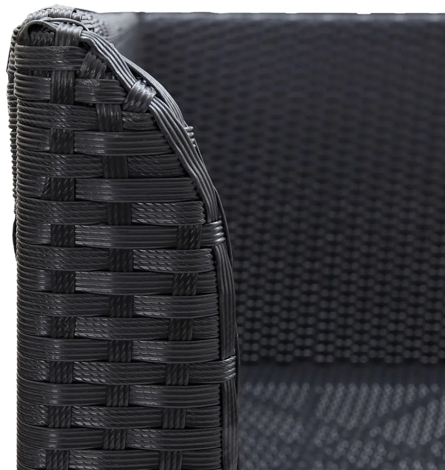 Sofás de canto para jardim 2 pcs vime PE preto